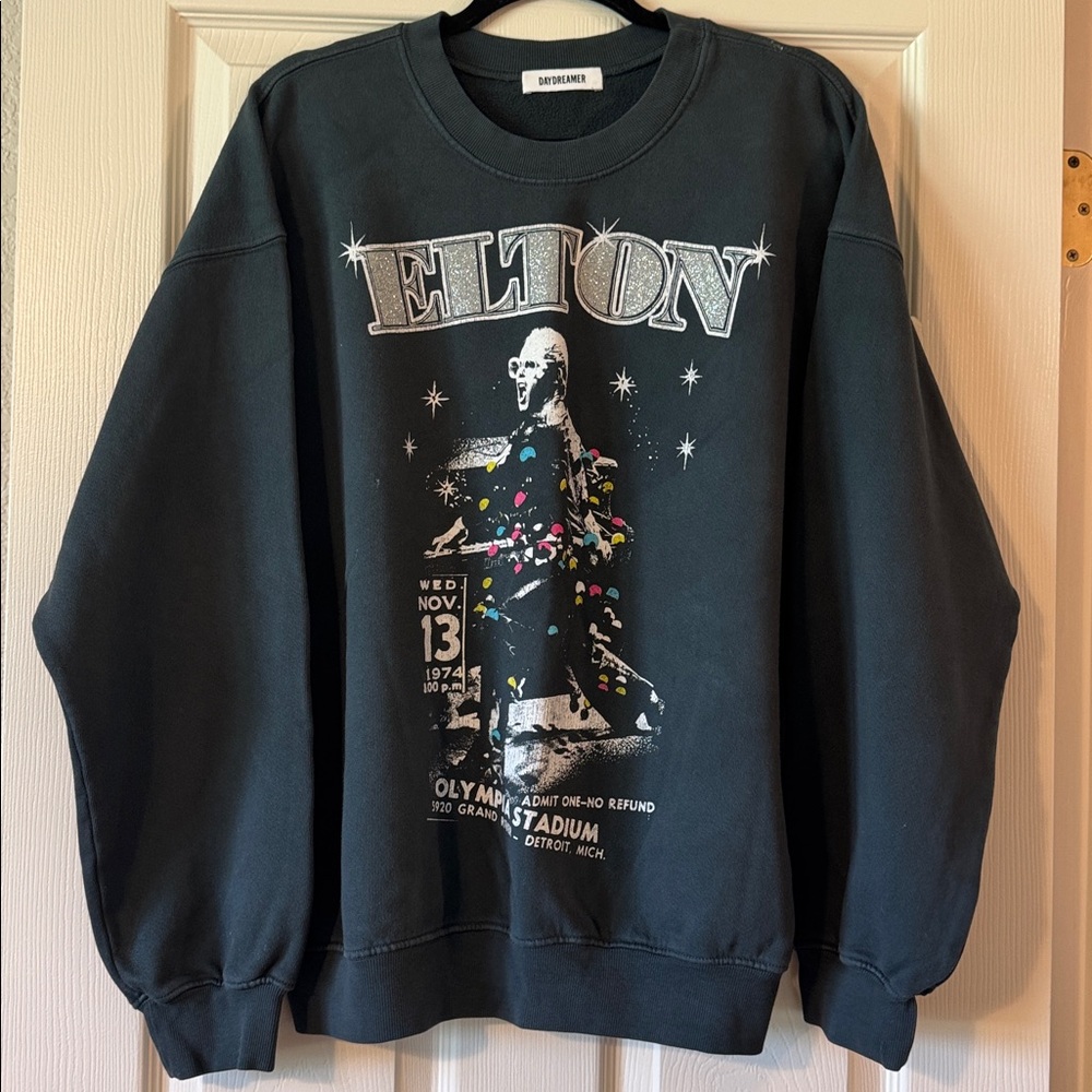 Daydreamer Elton Graphic Crewneck - Dark grey with Multicolor Print